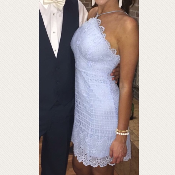 LUSH Powder Blue Lace Dress - Picture 2 of 6